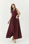 Women's Vest and Pocket Detailed Flared Skirt Dark Cherry Set - 4