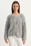 Women's Oversize Fringed Knitwear Gray Cardigan