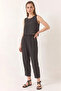 Women's Thick Strap Blouse with Elastic Waist Modal Black Set - 2