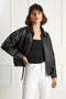 Women's Oversize Buckle Leather Black Jacket - 5