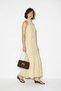 Women's Polka Dot Halter Neck Halter Dress with Ruffle Hem Long Yellow Dress - 3