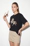 Women's Oversized T-Shirt with Embroidery and Bead Detailing in Black - 4