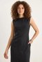 Women's Slit Detailed Woven Suede Midi Black Dress - 5