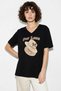 Women's V-Neck for Love Embroidery and Beading Oversized T-Shirt Black - 5