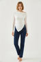 Women's Tulle Detailed Asymmetrical Cut White Blouse - 7