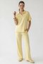 Women's Modal Fabric High Collar Stoppered Wide Leg Yellow Trousers Set - 5