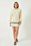 Women's Casual Patterned Knitwear Ecru Black Sweater - 7