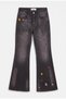 Women's Dark Jeans 2W6-195 Flare Fit Emoji Icon Detailed Design Stretch Fabric Denim Jean - 5