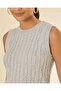 Women Grey Sleeveless Cable Knit Pullover - 4