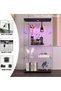 lunhung Glass Display Cabinet 4-Shelf with LED Lights and Lock,2 Doors Curio Cabinets Display Case Storage Cabinet,Glass Floor Standing Bookshelf for Living Room 32" W x 14" D x 64" H (Black) - 6