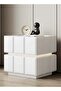 Modern Minimalist Design Leather Wrapped Nightstand Durable Solid Wood Bedside Table Double Drawers Storage Side Table with Voice Operated LED Lights for Bedroom Living Room Home Office 50x40 - 2