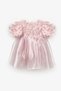 Le Mabelle Girls' Organza Dress with Rose Applique Dusty Rose - 2