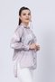 Women's Summer Lilac Floral Patterned Striped Long Shirt 70020 - 5