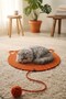 Pet Handmade Cat Scratching Mat with Toys, 100% Cotton Rope, Orange - 5