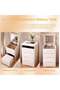 Vanity Desk, Makeup Dressing Table Vanity Bench with Locker and LED Flip Mirror, Multifunctional Dresser Storage Cabinet with Drawers, for Women and Girls (White, SZZ007) - 8