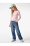 Long Sleeve Crew Neck Cotton T-Shirt with Bow and Stone Detail - 2