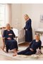 New Season Women's Navy Blue Double-Breasted Collar with Breastfeeding Feature Special Design Long Sleeve 100% Cotton Maternity Nightgown Pajama Set - 7