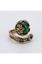 Bronze Women's Ring Authentic Copper Jewelry Green Crystal Stone Ivy Front Adjustable Vintage - 3