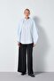 Women's Blue Oversize Poplin Shirt with Scarf 31087 - 3