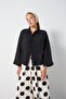 Women's Black Premium Fabric Tie-Back Blouse 31206 - 3