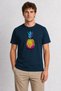 Pop Art Pineapple Print T-Shirt - Navy Blue