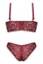 Burgundy Floral Patterned Lace Bralet and Panty Lingerie Set - 7