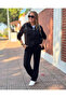    Women's Two Thread Fabric Double Set with Sequin and Zipper Detail - 3