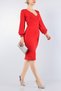 Flexible Crepe Fabric Slit Detailed Double Breasted Collar Long Sleeve Red Evening Dress 021 58706 - 3