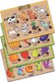 Wooden French Farm Animals-vegetables-fruits-numbers Set of 4 Educational Puzzle