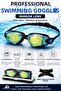 Professional Mirrored Lens Antifog Adult Swimming Goggles + Storage Case & Replacement Nose Pad - 2