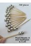 500 Pieces of Decorative Silver Double Pearl Beaded Cake Picks 6.5 cm - Pearl 8 mm