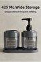 2-Piece Smoked Glass Liquid Soap Dispenser and Toothbrush Holder |   Glass Bathroom Organizer Set with Stand, 2 Pieces |   425 ml X 2 - 5