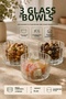 3-Piece Modern Striped Round Borosilicate Glass Bowl Set – Dessert Snack Appetizer Breakfast Presentation Bowl 400 ml