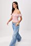 Pembe Fitted/Vücuda Oturan Straplez Kolsuz Gipeli Tok %100 Pamuk Örme Bluz TWOSS26BZ00835 - 2