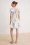 Multi-Colored Floral Pattern Waist Detailed Balloon Sleeve Mini Balloon Woven Dress Twoss26El00926 - 4