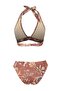 Floral Patterned Glitter Textured High Waist Brazilian Bikini Set Tbess26Bt00112 - 6