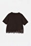 Kahverengi Etek Ucu Dantel Detaylı Büyük Beden T-shirt TBBSS26BF00047 - 6