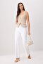 Beyaz Yüksek Bel Ütü İzli Az Esnek Wide Leg Jeans TWOSS26JE00191 - 2