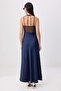 Lacivert Degaje Yaka Slip Maxi Elbise TPRSS26EL00035 - 4