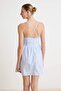 Blue Striped Front Button Detailed A-Line Short / Mini Woven Dress Twoss26El00802 - 4