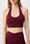 Bordo Soft Fırçalı Kumaş Büzgü Detaylı Destekli/Şekillendirici Örme Spor Sütyeni THMSS26SS00007 - 3