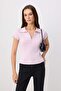 Lila Fitted/Vücuda Oturan Polo Yaka Kısa Kol Esnek Örme Bluz TWOSS26BZ01026