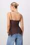 Kahverengi Beyaz Asimetrik Detaylı Dantel Örme Party Bluz TPRSS26BZ00104 - 3