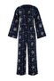 Navy Blue Underwater Patterned Woven 100% Cotton Beach Blouse Trousers Set Tbess26Au00100 - 4