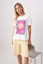 White 100% Cotton Sea Shell Printed Crew Neck Oversize Knitted T-Shirt Twoss26Ts00351
