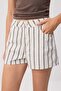White Striped High Waist Mini Denim Shorts Twoss26Sr00288 - 3