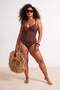 Brown Piping Detailed Shoulder Tie Large Size Swimsuit Tbbss26Am00044 - 4