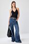 Black Plain Fitted V-Neck Sleeveless Halter Neck Lace Detailed Tulle Knitted Blouse Twoss26Bz00987 - 2