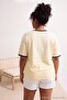 Sarı Baskılı Bisiklet Yaka Büyük Beden T-Shirt TBBSS26BF00099 - 3