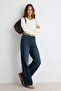 Koyu Mavi Az Esnek Yüksek Bel Wide Leg Geniş Paça Jeans TWOAW27JE00080